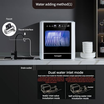 Compact Countertop Dishwasher with 5 Cleaning Modes