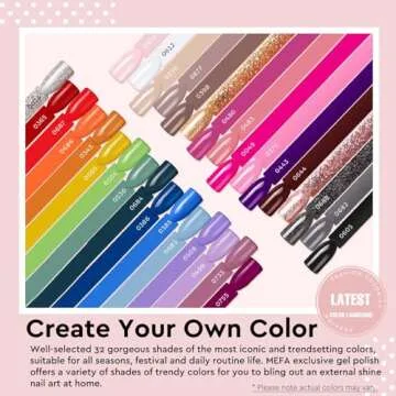 MEFA 56 Pcs Gel Nail Polish Kit with U V Light, 32 Colors All Seasons Soak Off Gel Polish Nail Set with Matte/Glossy Base Top Coat Essential Manicure Tools Nails Art DIY Valentine Gifts for Women