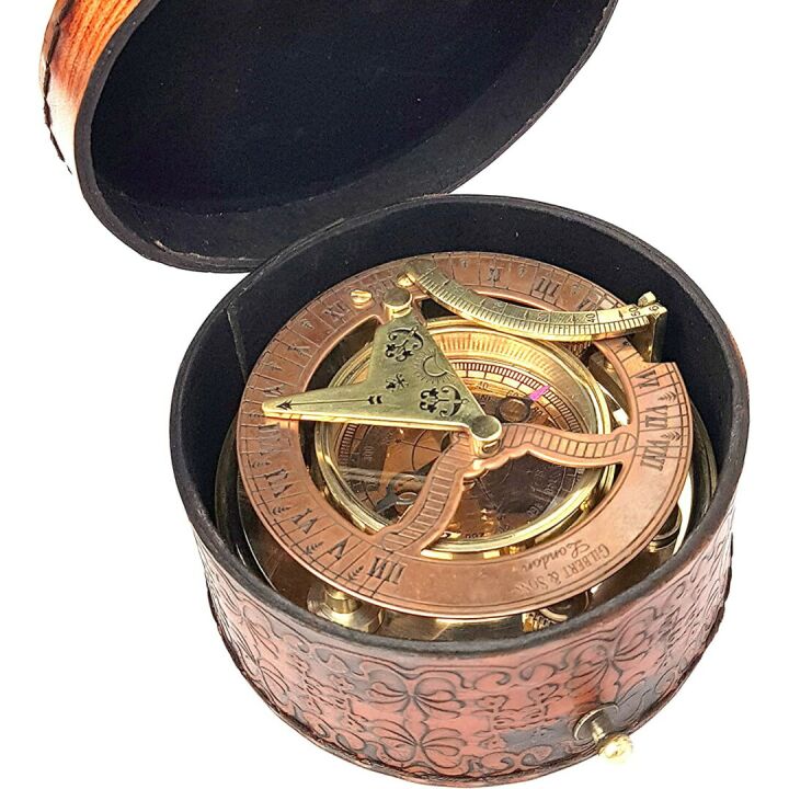 Antique Brass Nautical Sundial Compass - Gift Idea