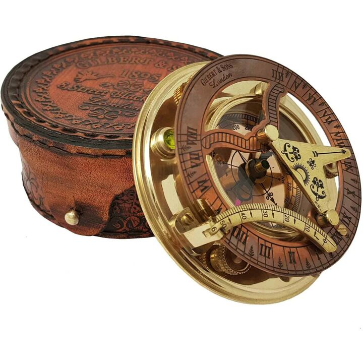 Antique Brass Nautical Sundial Compass - Gift Idea