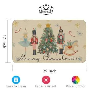 CROWNED BEAUTY Nutcracker Merry Christmas Door Mat