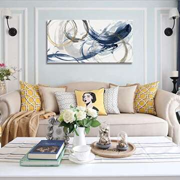 Sxurmtiie Canvas Wall Art Abstract Art Paintings Blue Fantasy Colorful Graffiti on White Background ...