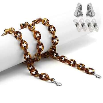 Fullgren Acrylic Eyeglass Chain for Women, Mask Chain Lanyard for Sunglass Mask Necklace Holder with Clips