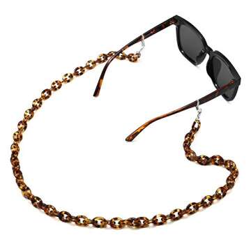 Fullgren Acrylic Eyeglass Chain for Women, Mask Chain Lanyard for Sunglass Mask Necklace Holder with Clips