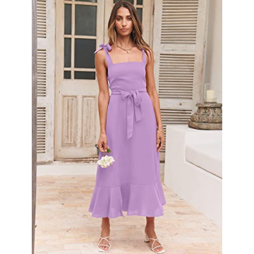 Elegant ANRABESS Square Neck Midi Dress for Any Occasion