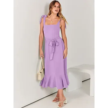 Elegant ANRABESS Square Neck Midi Dress for Any Occasion