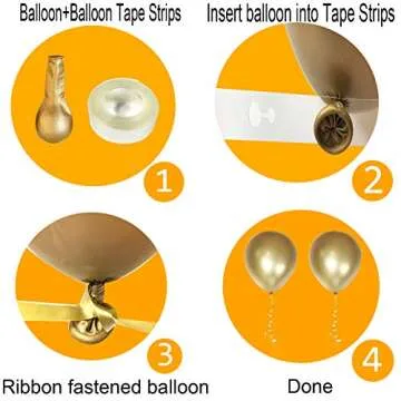 Gold Balloons,DIY Balloon Arch Kit - 12 Inch Balloons 52 PCS -White, Gold,Confetti Balloons, with Ribbon and Tape Strips,for Birthday, Wedding, Baby Shower Party,Halloween Decoration
