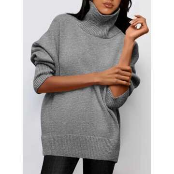 PRETTYGARDEN Women's Turtleneck Oversized Sweater Long Sleeve Chunky Knit Pullover Casual Winter Jum...