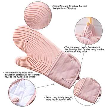 Silicone Oven Mitts, 1 Pair Heat Resistant Oven Gloves - Non Slip Cooking Gloves, Kitchen Oven Glove...
