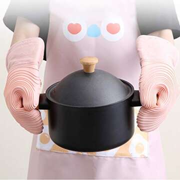 Silicone Oven Mitts -  Heat Resistant Non-Slip Cooking Gloves