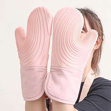 Silicone Oven Mitts -  Heat Resistant Non-Slip Cooking Gloves
