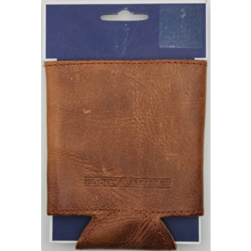 Masters Logo Needlepoint Brown Leather Can Cooler