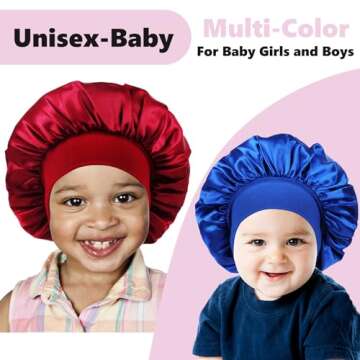 3 PCS Satin Baby Bonnets for Curly Hair,Toddler Bonnet,Baby Silk Bonnet for Sleeping for Girls and B...