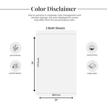 Tens Towels Pack of 2 Extra Large Bath Sheets 35 x 70 Inches, 100% Cotton, Larger & Lighter Weight, Quicker to Dry, Super Soft & Absorbent, Oversized Bath Towels, Beige