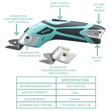 JOAVANI Cordless Electric Scissors for Effortless Crafting