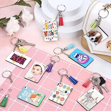 ZOCONE 250 Pcs Double-Sided Sublimation Keychain Set