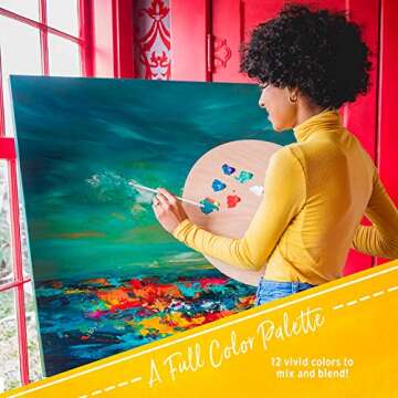 Vibrant Non-Toxic Acrylic Paint Set - 12 Colors & Brushes