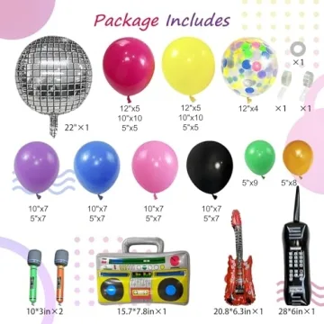Vibrant 80s 90s Balloon Garland Decoration Kit