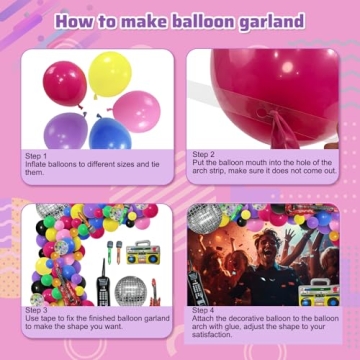 Vibrant 80s 90s Balloon Garland Decoration Kit