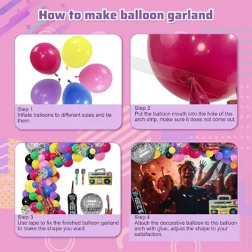 Vibrant 80s 90s Balloon Garland Decoration Kit