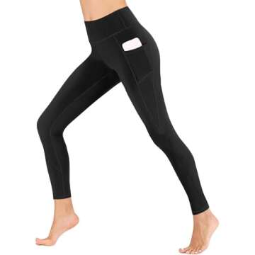 Overstock Deals Yoga Pants for Women Casual High Waist Gym Leggings with Pockets Trendy Tummy Control Non See Through Workout Pant（Black，X-Large）