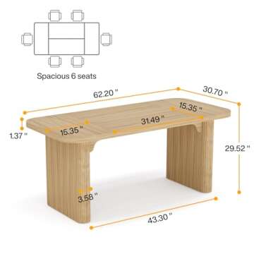 Tribesigns 62" Executive Desk, Large Computer Office Desk with Double Pedestal, Modern Simple Style ...