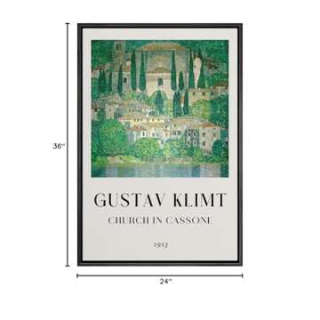 wall26 Framed Canvas Print Wall Art Church in Cassone by Gustav Klimt Nature Wilderness Illustrations Fine Art Farmhouse/Country Decorative for Living Room, Bedroom, Office - 24"x36" Black