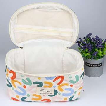 PINKCONA Cosmetic Bags for Women, Cute Floral Makeup Bag, Organizer Storage Make Up Bag, Travel Toiletry Bags, Handbags Purses (UU/Big)