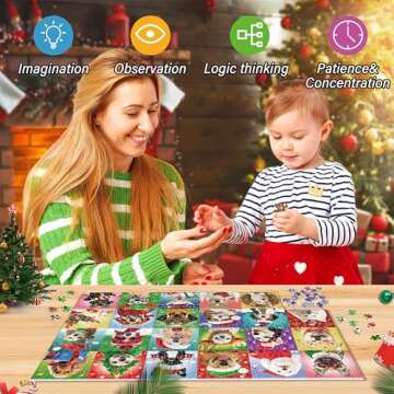 Puzzle Advent Calendar 2024 Adult Kids, 1008 Pcs Dog Jigsaw Puzzle Christmas Advent Calendar 2024 Holiday Puzzle Games Advent Calendar for Adult Women Men Teen Boy Girl 24 Days Countdown to Christmas