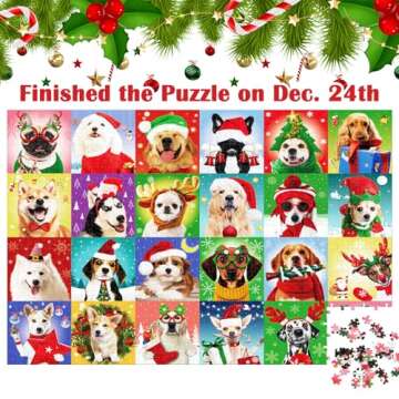Puzzle Advent Calendar 2024 Adult Kids, 1008 Pcs Dog Jigsaw Puzzle Christmas Advent Calendar 2024 Holiday Puzzle Games Advent Calendar for Adult Women Men Teen Boy Girl 24 Days Countdown to Christmas