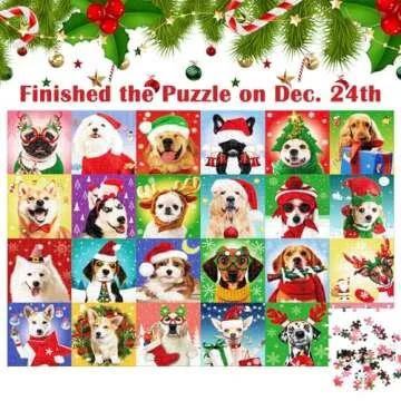 Puzzle Advent Calendar 2024 Adult Kids, 1008 Pcs Dog Jigsaw Puzzle Christmas Advent Calendar 2024 Holiday Puzzle Games Advent Calendar for Adult Women Men Teen Boy Girl 24 Days Countdown to Christmas