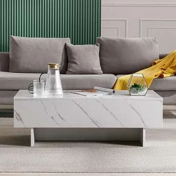 COSVALVE 41" White Marble Rectangular Coffee Table