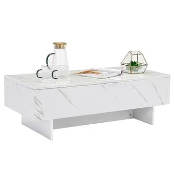 COSVALVE 41" White Marble Rectangular Coffee Table