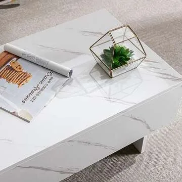 COSVALVE 41" White Marble Rectangular Coffee Table