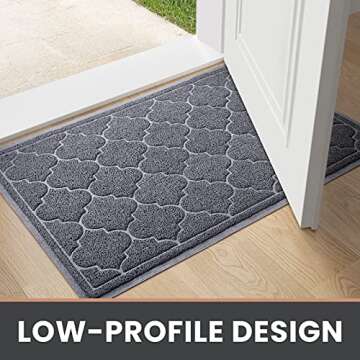 LuxStep Door Mat Large 24x36 Inch Indoor Outdoor Doormat, Non-Slip Low-Profile Design Floor Mat, Durable Trap Dirt and Dust Front Door Welcome Mat for Entryway,Patio,Garage, Grey