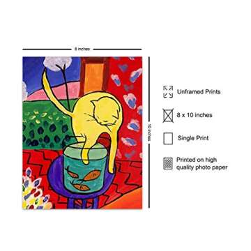 Cat Wall Decor - Boho Bohemian Decor - Matisse Poster - Kitty Wall Art - Abstract Art - Mid Century ...