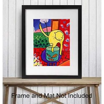 Cat Wall Decor - Boho Bohemian Decor - Matisse Poster - Kitty Wall Art - Abstract Art - Mid Century Modern Decoration - Minimalist Artwork - Aesthetic Room Picture - Pet Themed Gifts - Kitty Cat