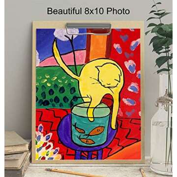 Cat Wall Decor - Boho Bohemian Decor - Matisse Poster - Kitty Wall Art - Abstract Art - Mid Century Modern Decoration - Minimalist Artwork - Aesthetic Room Picture - Pet Themed Gifts - Kitty Cat