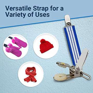 Elastic Scarf and Hat Clips Attacher with Extra Heavy Clips - Beige