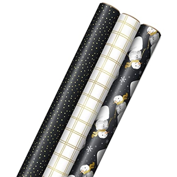 Hallmark Black Christmas Wrapping Paper Set - 120 sq. ft. with Unique Designs for Holidays and More