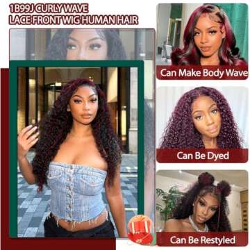 26inch Skunk Stripe Wig Burgundy With Black Highlights Deep Wave Lace Front Wig Human Hair 13X4 Balayage HD Lace Colored Wet And Wavy Wigs Pre Plucked With Baby Hair 150% Density Natural Hairline