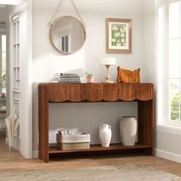 Stylish Mid-Century Console Table with Drawers for Home