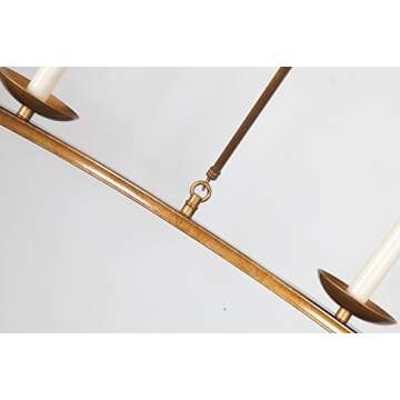 Farmhouse Kitchen Island Pendant Lamp, JJGD Retro Round LED Chandelier Vintage Wagon Wheel Ceiling Light for Dining Room, Table Light, Entryway, Hallway, Foyer, D30" X H23" Chain 59'' (Brass)