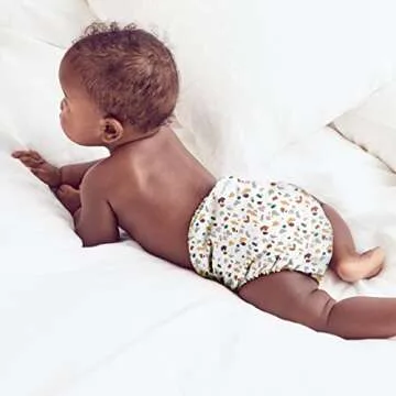 Esembly Cloth Diaper Bundle Set, 3 Organic Absorbent Inners and 1 Waterproof Recycled Diaper Cover, Reusable Washable Diapers with Snap Closure, Size 1 (7-17lbs), Terrazzo