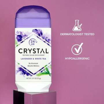 Crystal Aluminum-free Natural Deodorant, Lavender & White Tea, 2.5 Ounce