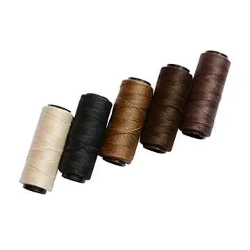 5 Rolls Sewing Threads Hair Extension Threads Weaving Threads Using for Hand Sewing Hair Welf Wig DIY (Black, Brown, Dark Brown, Beige, Khaki)