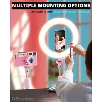 UBeesize Upgraded 12'' Ring Light with 62'' Tripod Stand and Magnetic Phone Holder,LED Selfie RingLight for iPhone with Remote,Circle Light for Tiktok/YouTube/Photography/Makeup/Live Stream Pink
