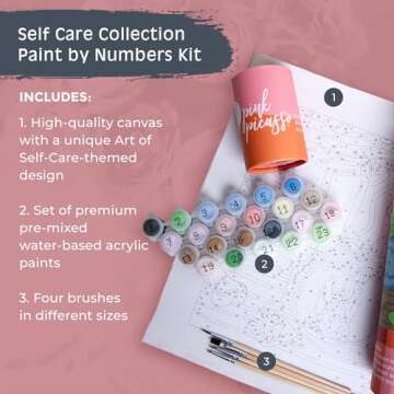 Pink Picasso Kits Self Care Collection Paint by Number for Adults & Beginners | DIY Unique 8x10 Canv...