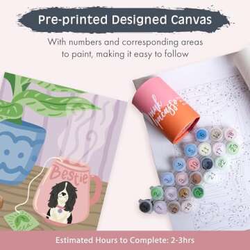 Pink Picasso Kits Self Care Collection Paint by Number for Adults & Beginners | DIY Unique 8x10 Canvas Painting Kits | Color by Numbers Arts Paint Canvas Best for The Young at Heart | Spill The Tea