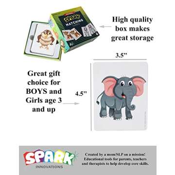 SPARK INNOVATIONS Animal Matching Cards for Kids Fun
